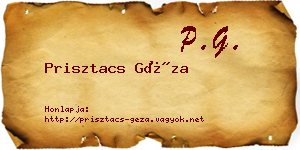 Prisztacs Géza névjegykártya